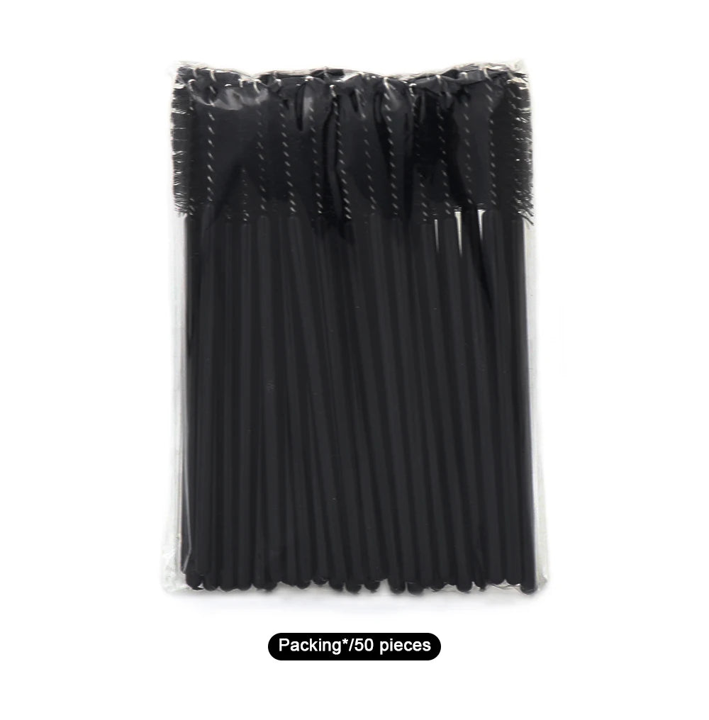 ANNAFRIS 50pcs Disposable Eyelash & Eyebrow Brushes — Soft Crystal Lash Extension Mascara Wands Makeup Tools