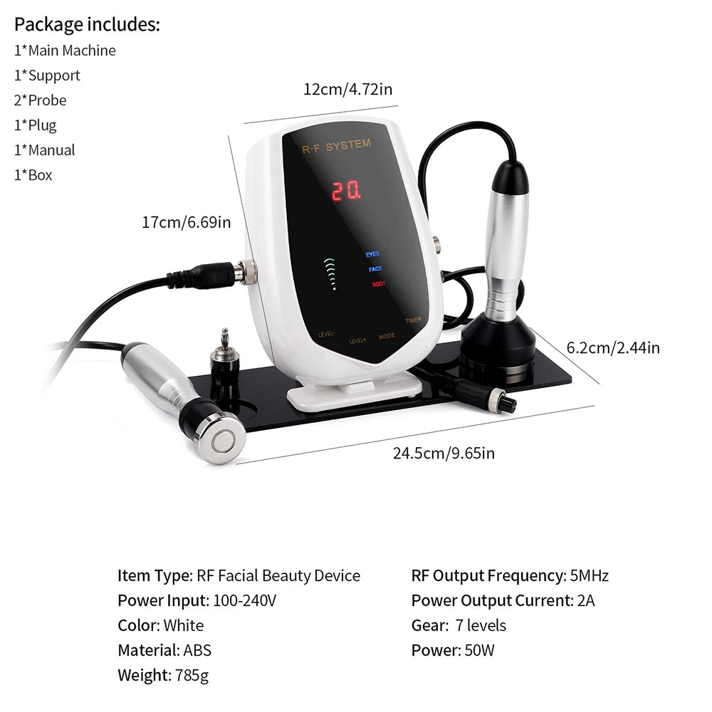 5MHz Radio Frequency RF Lifting Machine – Tripolar RF Facial and Body Device for Skin Tightening, Eye Care, and Neck Wrinkle Removal