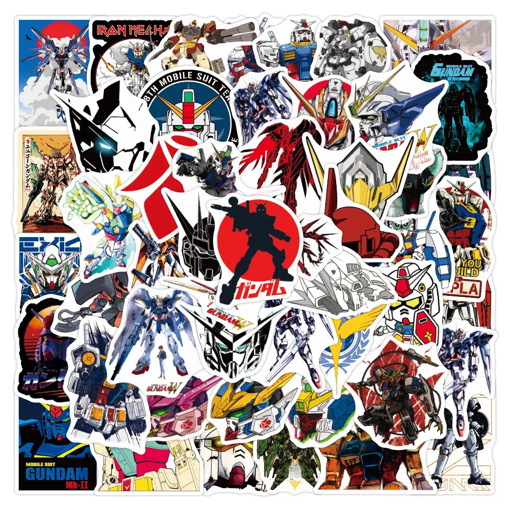 10/30/50/100-Piece Gundam Anime Sticker Set - Cool Cartoon Graffiti Decals for Motorcycles, Luggage, Guitars, Skateboards, and DIY Crafts