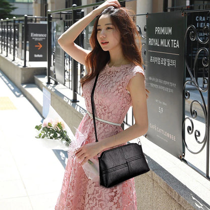 Women’s Casual Mama Messenger Bag – Small Black PU Leather Crossbody Shoulder Handbag