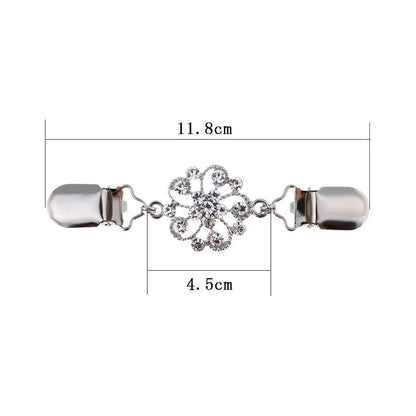 Retro Rhinestone Sweater Shawl Clasp - Antique Flower Duck Mouth Clothing Pin For Cardigans And Shirts