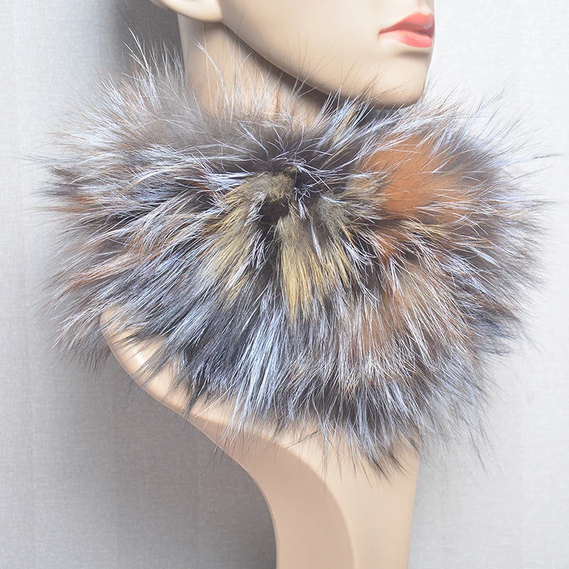 2025 Real Fox Fur Scarf and Headband – Luxury Winter Neck Warmer for Women, 100% Natural Fur, Elastic Ring Muffler