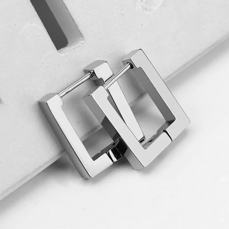 MEYRROYU Stainless Steel Mini Hoop Earrings – 3 Color Geometric Jewelry for Women & Men