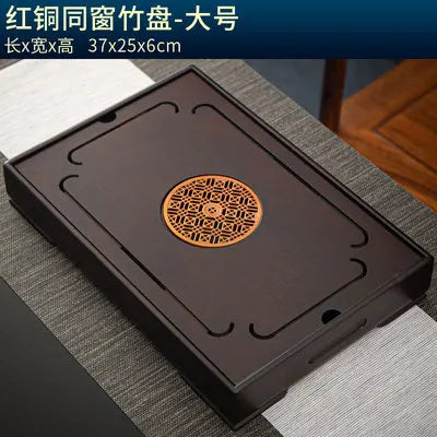 Natural Bamboo Wood Tea Tray – Rectangle Tea Set with Drainage, Water Storage Board for Chinese Tea Cups, Home Accessories