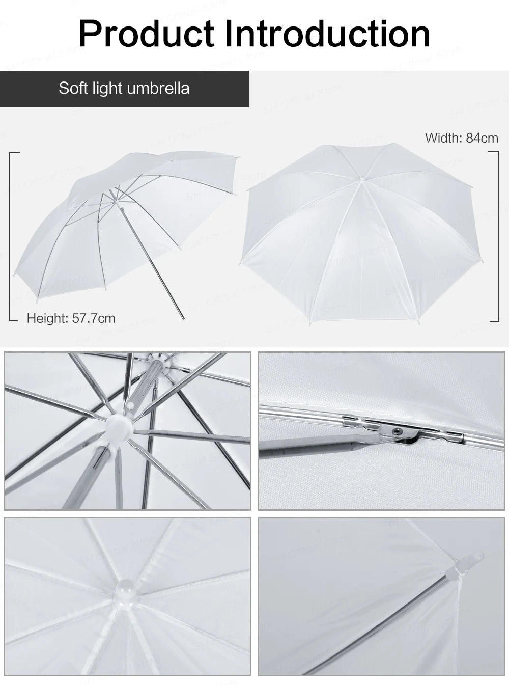 4-Pack 33"/83cm Soft White Translucent Umbrellas — Photo & Video Studio Lighting Diffusers for Photography Flash