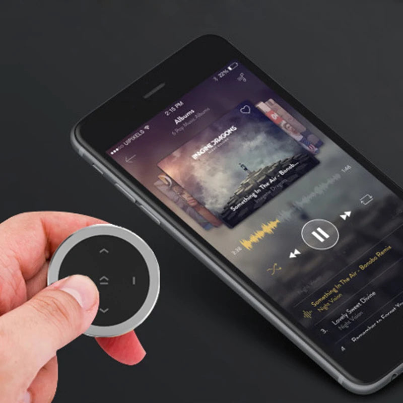 Mini Wireless Bluetooth-compatible Media Button Remote Controller: Steering Wheel MP3 Music Play for Car, Motorcycle - Compatible with IOS & Android
