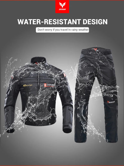 DUHAN Windproof Motocross Jacket & Pants for Men – Wear-Resistant Motorcycle Gear with Body Armor, Winter Moto Clothing