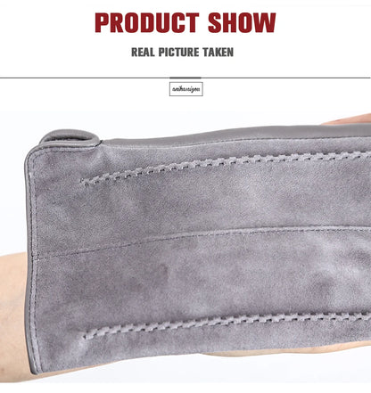 Women’s Winter Touch Gloves – 50% Genuine Leather & 50% Suede, Colorful Warm Leather Gloves