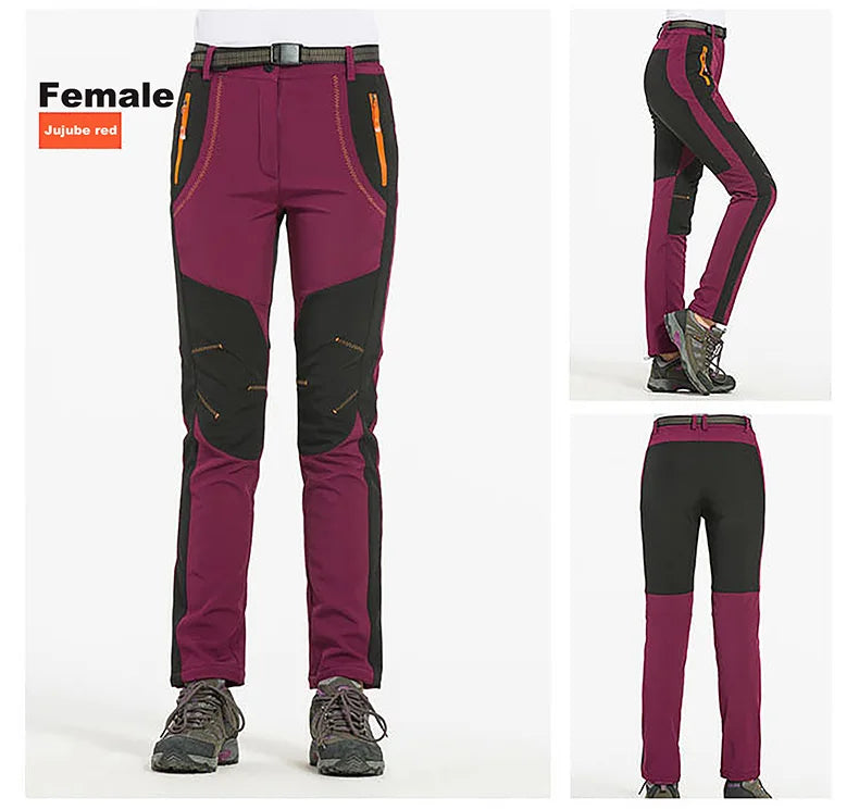 LNGXO Men’s Fleece Hiking Pants – Thick Warm Winter Waterproof & Windproof Soft Shell Ski, Trekking, and Camping Trousers