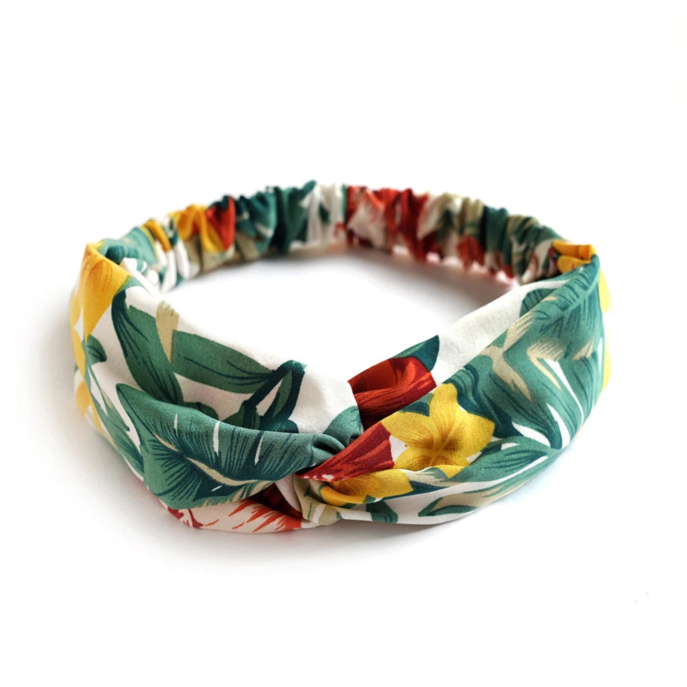 Bohemian Print Headbands for Women & Girls – Vintage Cross Turban Bandana Hair Accessories for Summer