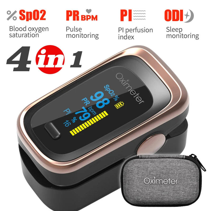 KIUZOU Finger Pulse Oximeter – SPO2, PR, PI, RR Blood Oxygen Saturation & Heart Rate Monitor, OLED Display