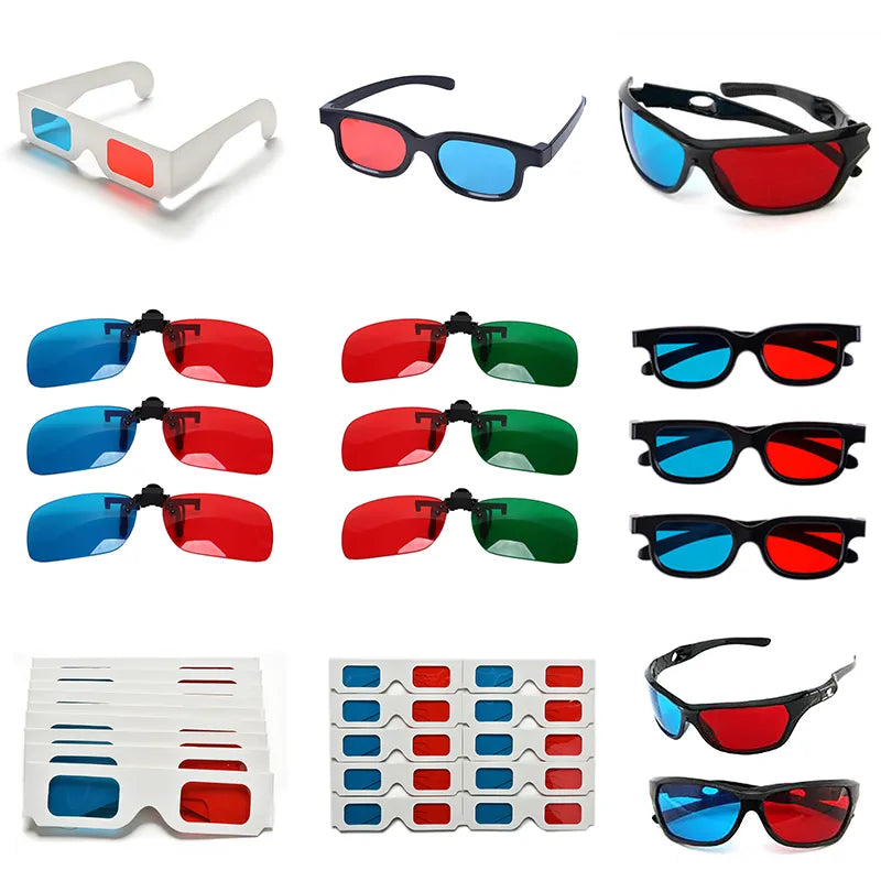 Black Frame Red Blue 3D Glasses - 1/2/10pcs Pack for Home Theater, Anaglyph 3D Movies, TV, DVD, Game, and Video Viewing