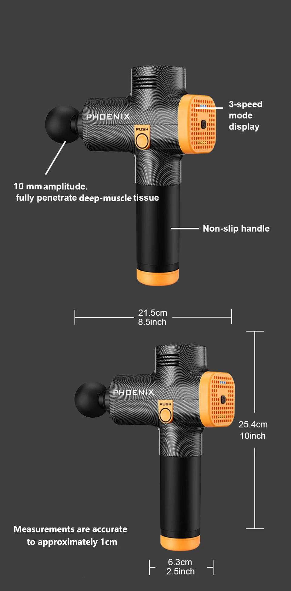 Phoenix A2 Massage Gun – Deep Tissue Muscle Relaxation, Handheld Portable Fascia Vibrator with Display