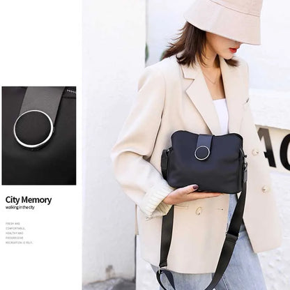Vintage Waterproof Nylon Shoulder Bag for Women – Simple Crossbody Messenger Bag for Daily Use & Travel