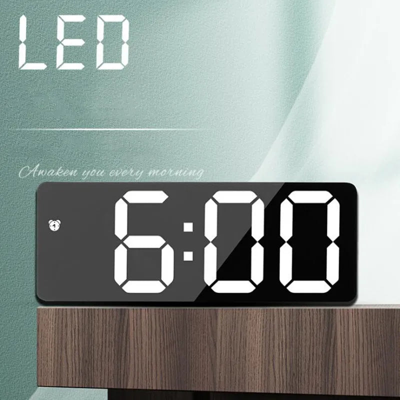 Acrylic/Mirror Digital Alarm Clock - Voice Control, Battery Powered Table Clock with Snooze & Night Mode - 12/24H LED Electronic Clocks