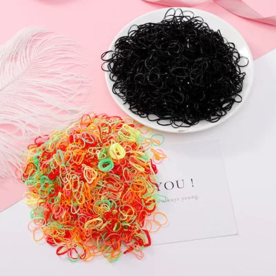 1000pcs Colorful Disposable Rubber Hair Bands for Girls – Small Ponytail Scrunchies, Fashion Hair Accessories Pack