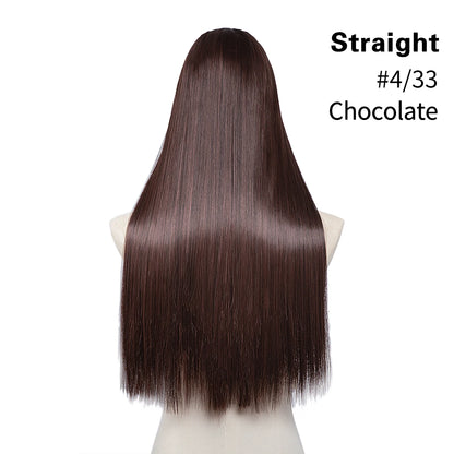 Synthetic U-Part Clip-in Hair Extensions – Long, Straight, Thick Blonde Hairpieces (16, 20, 24 Inch)