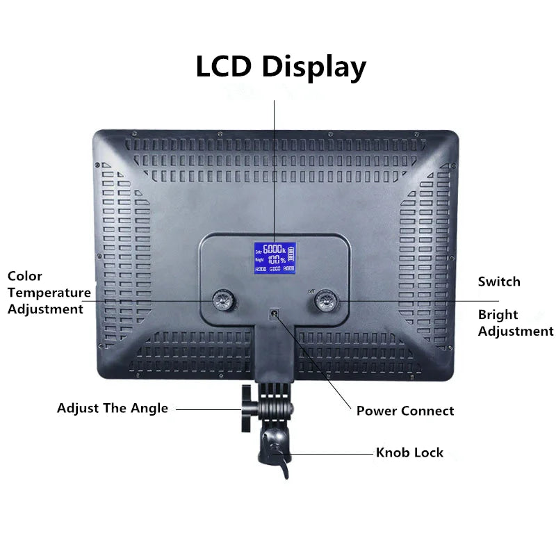 LED Video Light Panel - 10/14-Inch Photography Lighting, 3200K–6000K, Remote Control, EU Plug for Studio & Live Streaming