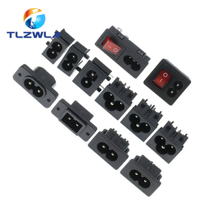 Pure Copper AC Power Socket with Switch – 2-Hole 3-Core Weldable Charging Power Outlet for Electrical Installation