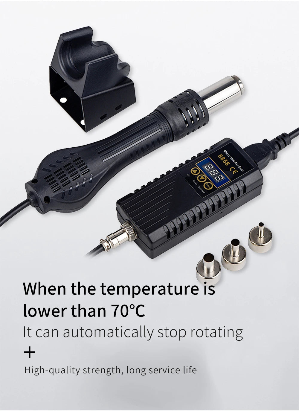 JCD 750W Heat Gun – Digital Display Micro Rework Soldering Station & Hot Air Gun for Welding & Repair, Model 8858