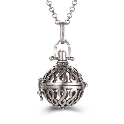 Mexico Music Ball Hollow Zircon Pendant Necklace – Vintage Perfume Aromatherapy Locket for Women