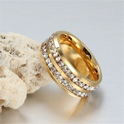 Couple CZ Crystal Rings Set - Marquise Cut Stainless Steel Love Rings with Two Row Zircon Design for Men & Women