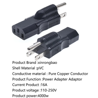NEMA 5-15P to IEC C13 Power Adapter - US 3-Prong Male to IEC Female Converter for PDU and UPS, Black