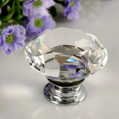 Rose Gold Diamond Shape Cabinet Knobs - Cupboard Crystal Drawer Handles for Kitchen Wardrobe Furniture