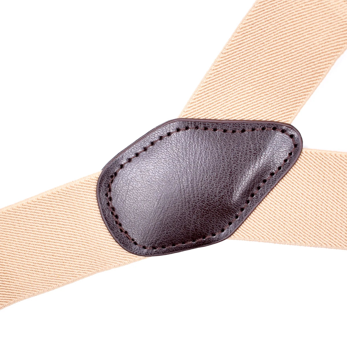 Vintage Leather Trimmed Suspenders | Men Women Adult | Button End Y-Back | Adjustable Elastic Trouser Braces Straps | Wedding Party Belt