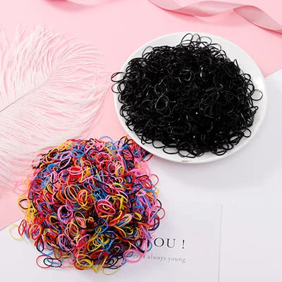 1000pcs Colorful Disposable Rubber Hair Bands for Girls – Small Ponytail Scrunchies, Fashion Hair Accessories Pack