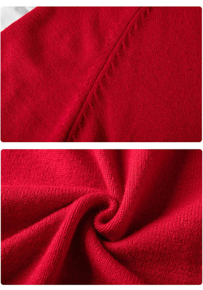 Plus Size 170Kg Women's Turtleneck Knitted Sweater – Loose Fit Pullover, Bust 160cm, Black/Red, 5XL-10XL
