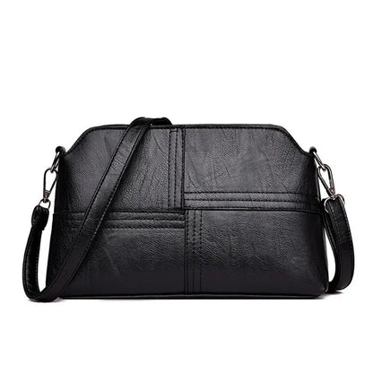 Women’s Casual Mama Messenger Bag – Small Black PU Leather Crossbody Shoulder Handbag