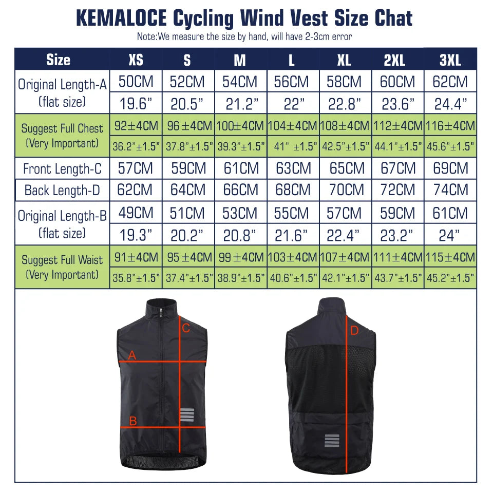 KEMALOCE 2023 Cycling Vest - Navy Blue Windproof Sleeveless Bicycle Gilet, Lightweight MTB Sports Wind Vest for Men