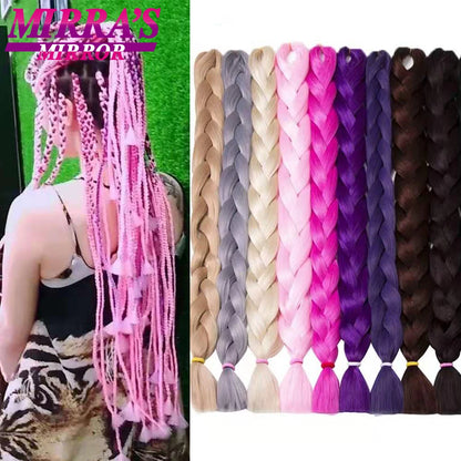 41" Jumbo Braiding Hair Extensions – Purple, Pink & Blue Ombre Synthetic Hair for Box Braids, Wholesale Support