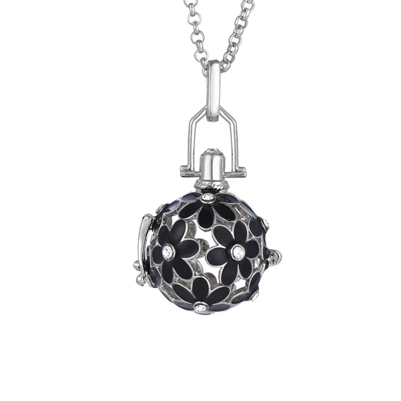 Mexico Music Ball Hollow Zircon Pendant Necklace – Vintage Perfume Aromatherapy Locket for Women