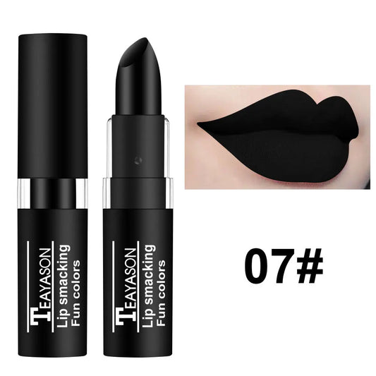 12 Color Matte Lipstick Set - Waterproof Long Lasting Lip Gloss Makeup in Black Blue Purple & Red Shades