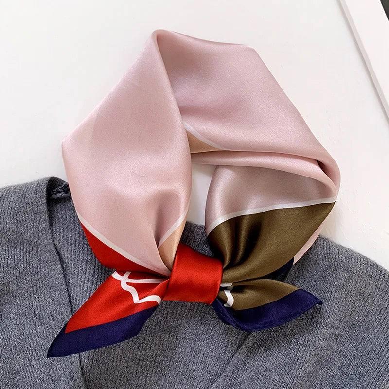 New 2024 Pashmina Scarf – 100% Mulberry Silk Small Shawl, Summer Beach Poncho, Women’s Hijab, Bandana & Kerchief 53x53cm