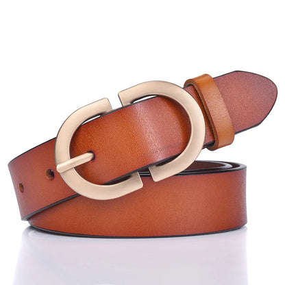 VATLTY Women's Leather Belt – Authentic Cowhide with Golden Alloy Buckle, Jeans & Trousers Belt (ZK105)