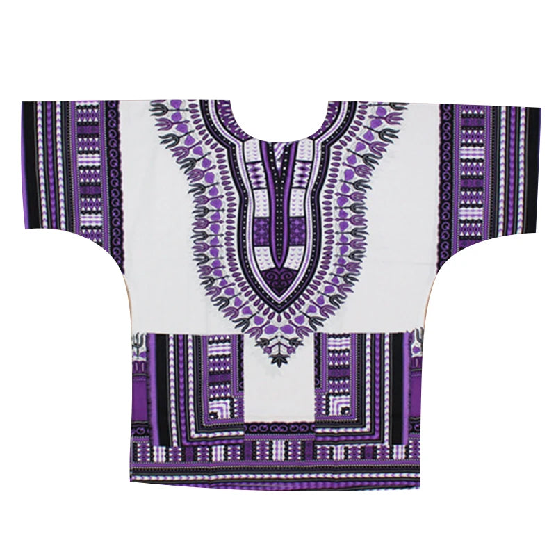 African Dashiki Cotton T-Shirt - Traditional Printed Unisex Fashion Top with Vibrant Ethnic Style Design