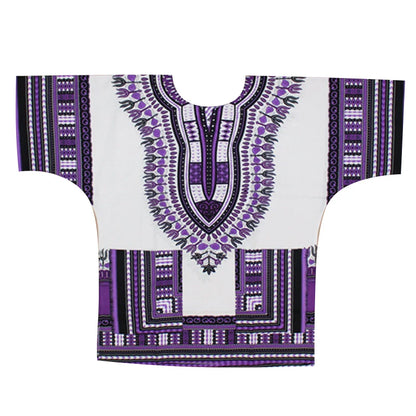 African Dashiki Cotton T-Shirt - Traditional Printed Unisex Fashion Top with Vibrant Ethnic Style Design