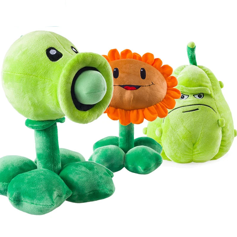 30cm Plants vs. Zombies Plush Toys - Soft Peashooter, Squash, and Sunflower Stuffed Dolls for Kids and Game Fans