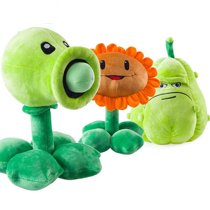 30cm Plants vs. Zombies Plush Toys - Soft Peashooter, Squash, and Sunflower Stuffed Dolls for Kids and Game Fans