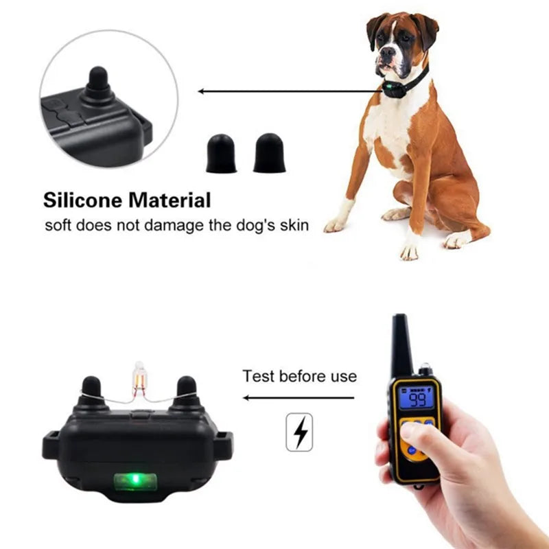 Electric Dog Training Collar: Waterproof Bark Collar with Remote Control, Rechargeable Anti-Barking Device for All Size Dogs