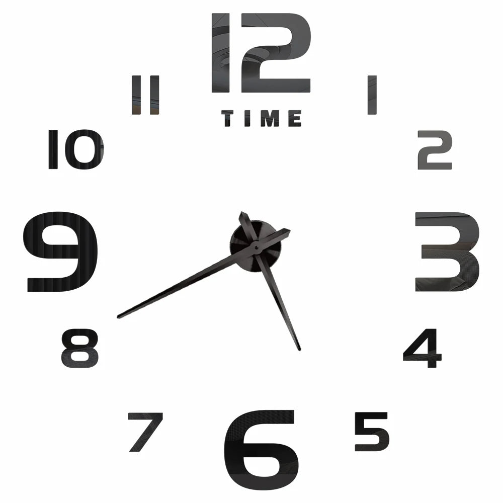 3D DIY Wall Clock - Modern Acrylic Mirror Sticker Quartz Clock For Living Room Decor With Silent Movement