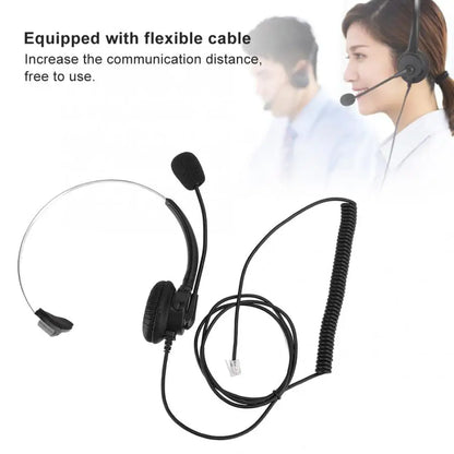 Monaural Landline Headset – Wired Telephone Headphone with Microphone for Home Use