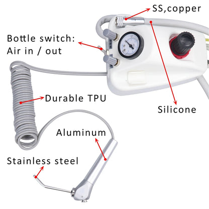 Portable Dental Turbine Unit – Works with Air Compressor, 3-Way Syringe, 2/4 Holes, Teeth Whitening Dentistry Equipment