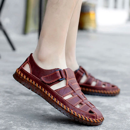 Genuine Leather Roman Men's Sandals - Summer Business Casual Outdoor Beach Wading Slippers Shoes Size 38-47