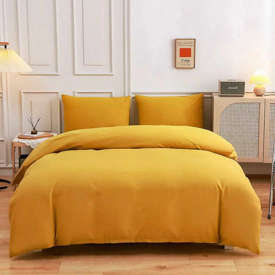 New Design Dark Green Bedding Set - Duvet Cover, Bed Sheet & Pillowcase, King/Queen/Full/Single Size (Excluding Filler), 3/4pcs