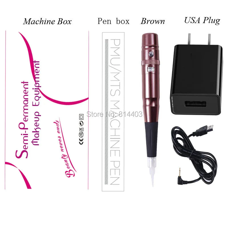 Professional Dermografo Universal PMU Tattoo Pen - Rotary Machine with Speed Control for Lip & Eyebrow Makeup Tattoo
