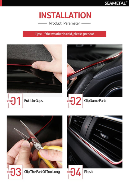 SEAMETAL Car Interior Molding Trim Strips – Flexible Anti-Scratch 5m Decoration Line for Dashboard & Car Styling Accessories